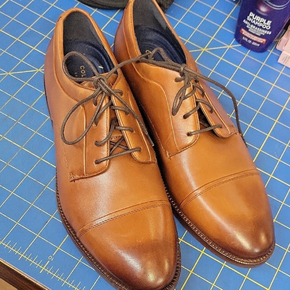 Cole Haan Men's Tan Leather Derby Shoes Size 10M Pre-Loved